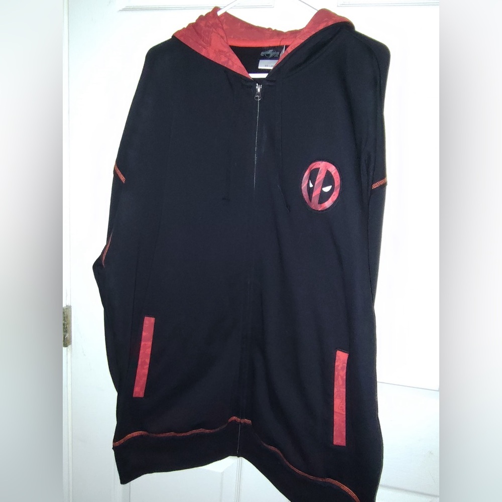 Marvel Deadpool Black and Red Zip-Up Hoodie
